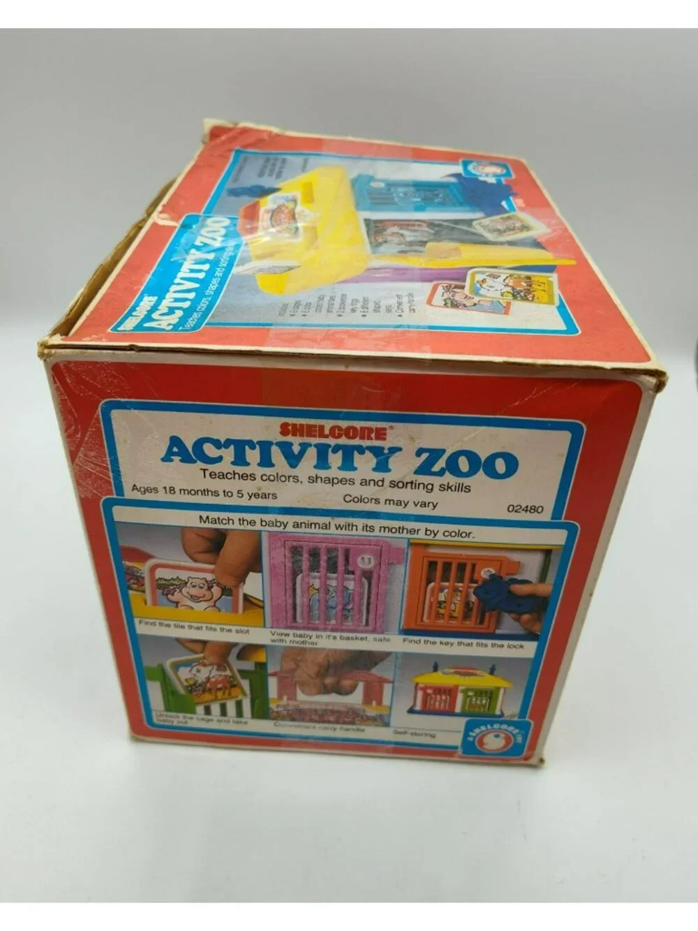 Vintage Shelcore 1986 Sorting Activity Zoo Animals Baby Toddler Toy, Box & Keys